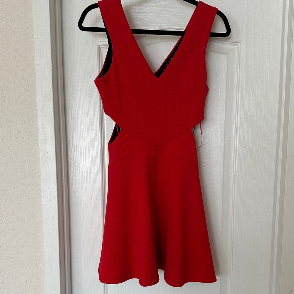 Topshop Red Backless Dress